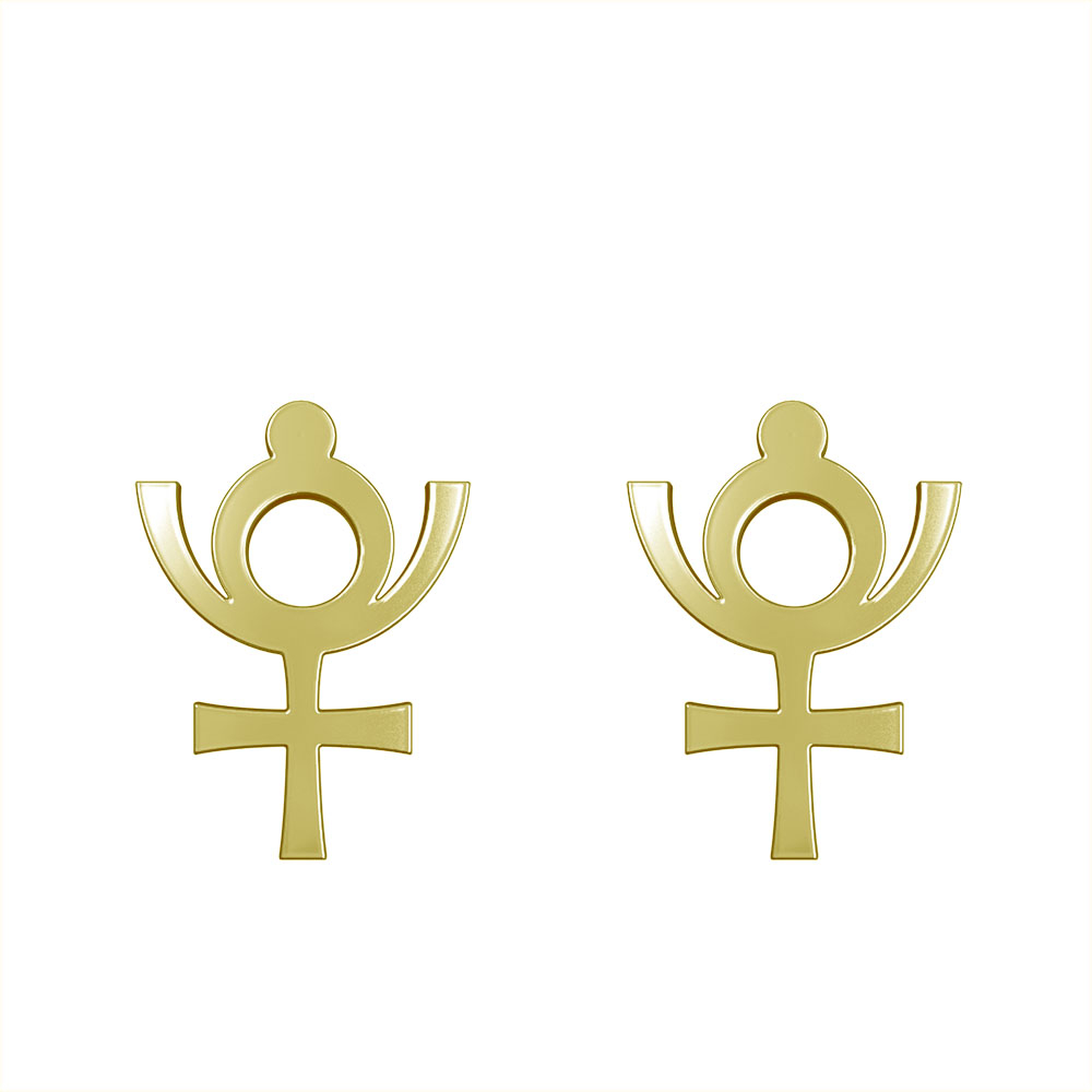 گوشواره طلا 18 عیار زنانه مدوپد مدل هندسی کد GA1-16272