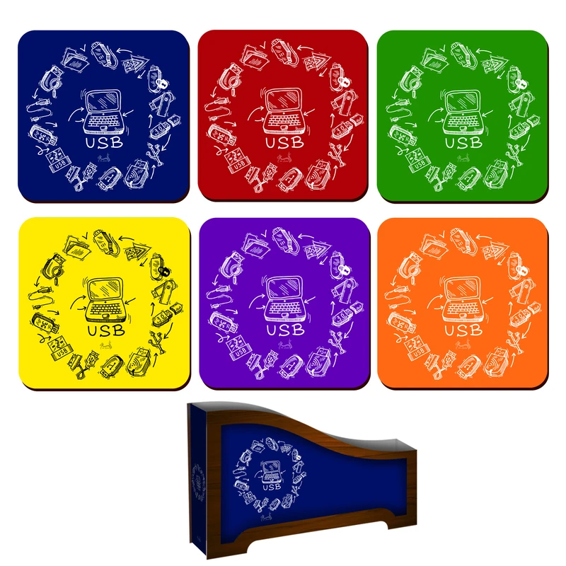 زیر لیوانی لوکسینو مدل کامپیوتر کد USB_19 مجموعه 6 عددی