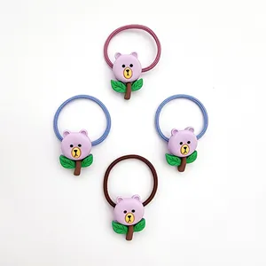 کش مو دخترانه مدل گل و خرس کد KSH705 بسته 4 عددی