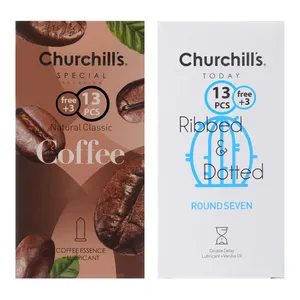 کاندوم چرچیلز مدل coffee بسته 16 عددی به همراه کاندوم چرچیلز مدل ribbeed بسته 16 عددی