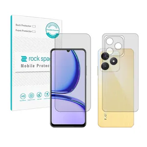 Rockspace HyGEL model transparent screen protector suitable for Realme C53 mobile phone along with the back of the phone