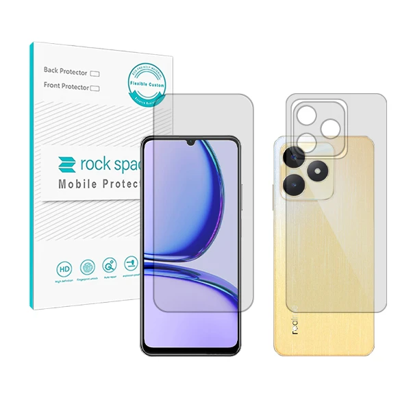 محافظ صفحه نمایش شفاف راک اسپیس مدل HyGEL مناسب برای گوشی موبایل ریلمی C53 به همراه محافظ پشت گوشی