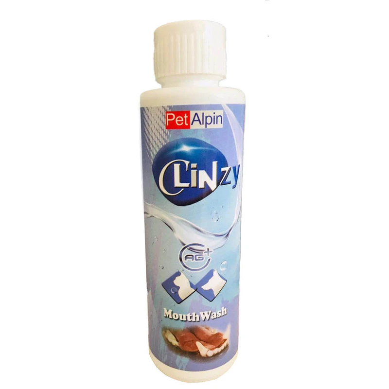 دهانشویه سگ و گربه پت آلپین مدل clinzy حجم 120 میلی لیتر