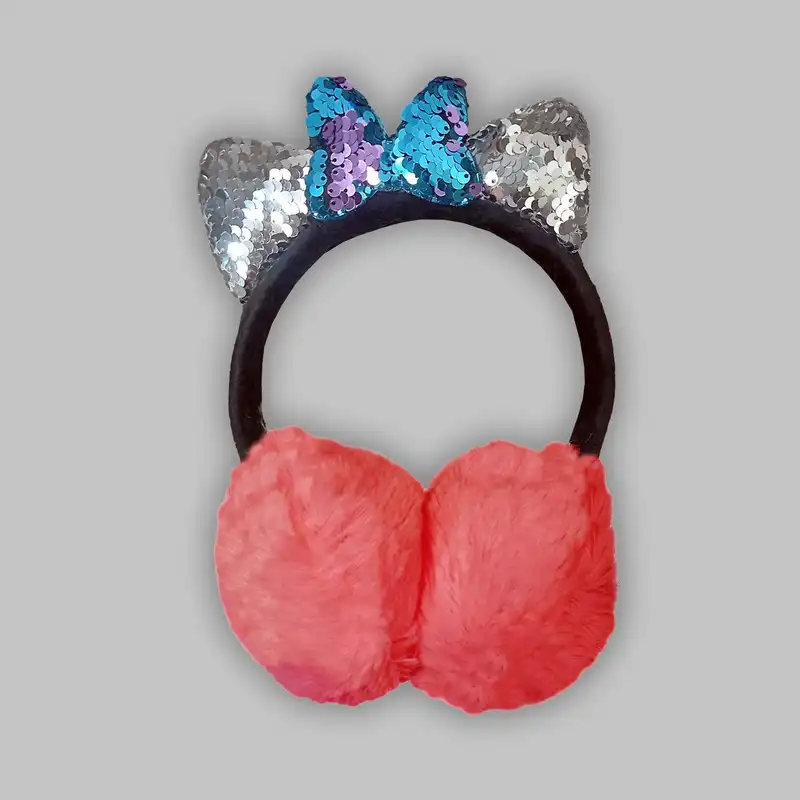 گوش گیر زمستانی بچگانه مدل پروانه ای پولک دار کد 60560