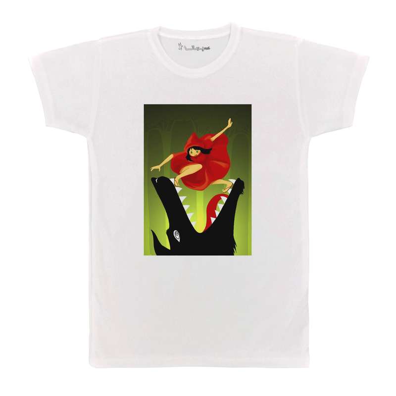 تی شرت آستین کوتاه بچگانه پرمانه طرح شنل قرمزی کد pmt.6259