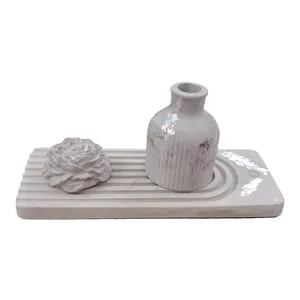 ست جاعودی و گلدان سنگی کد b255 به همراه سینی