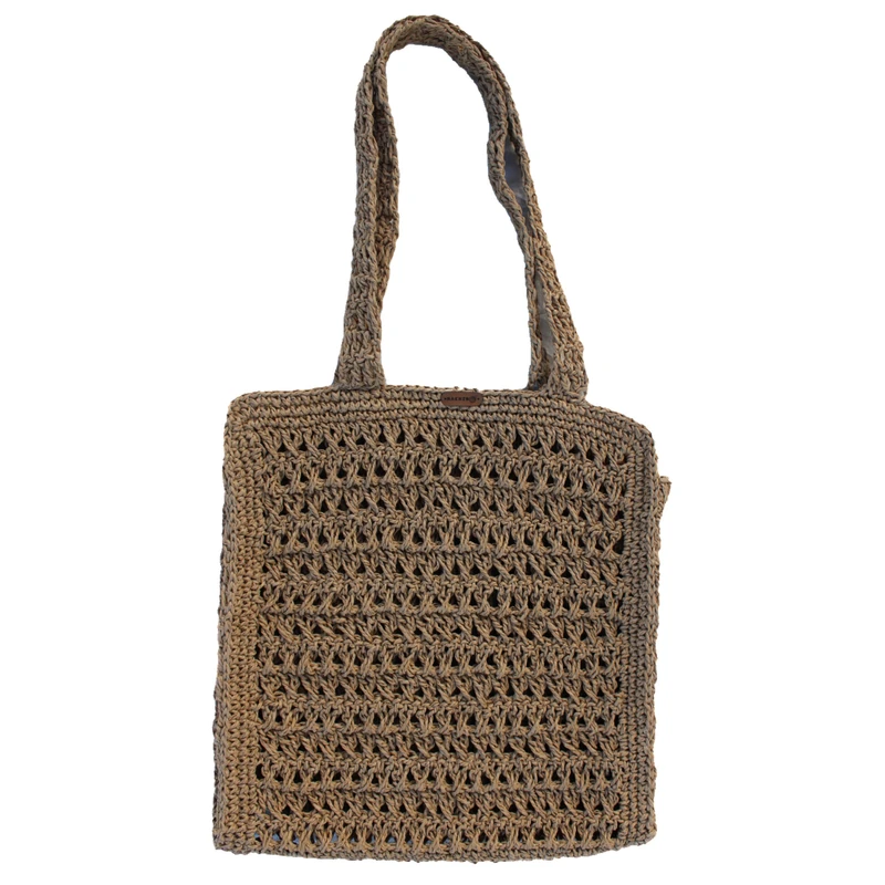 کیف دوشی دست دوز زنانه مدل رافیا حصیری