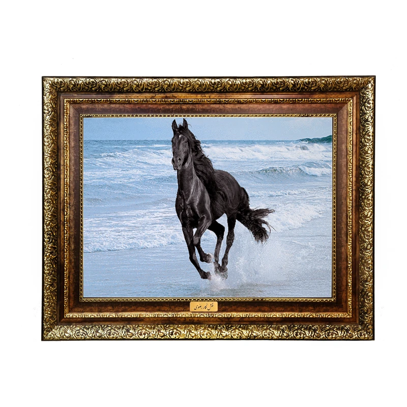 تابلو فرش ماشینی نقش نگار رضوی طرح اسب کد 484KH