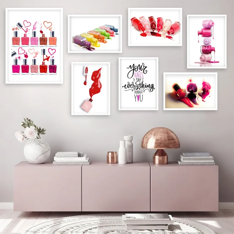 تابلو بکلیت طرح سالن آرایش ناخن و لاک مدل W-925 مجموعه 7 عددی