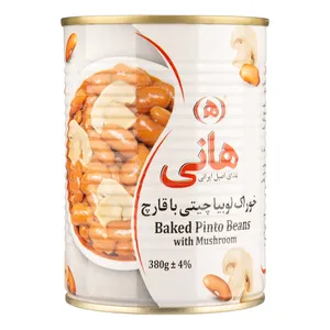 کنسرو خوراک لوبیا با قارچ هانی - 380 گرم