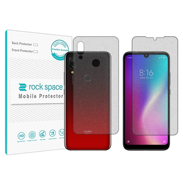 محافظ صفحه نمایش مات راک اسپیس مدل HyMTT مناسب برای گوشی موبایل گوشی موبایل  شیائومی Redmi 7  به همراه محافظ پشت