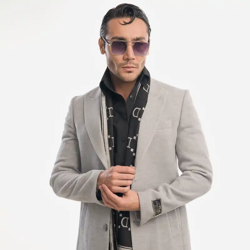 پالتو مردانه مدل فوتر یقه بلیزر 4-4 رنگ طوسی روشن