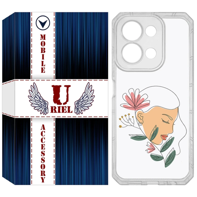 کاور یوریل مدل Clear کد 53 طرح صورت زن مناسب برای گوشی موبایل شیائومی Redmi 15C 4G