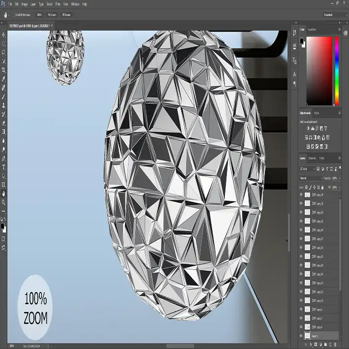 پوستر دیواری سه بعدی مدل تونل گوی نقره ای DVRF1254