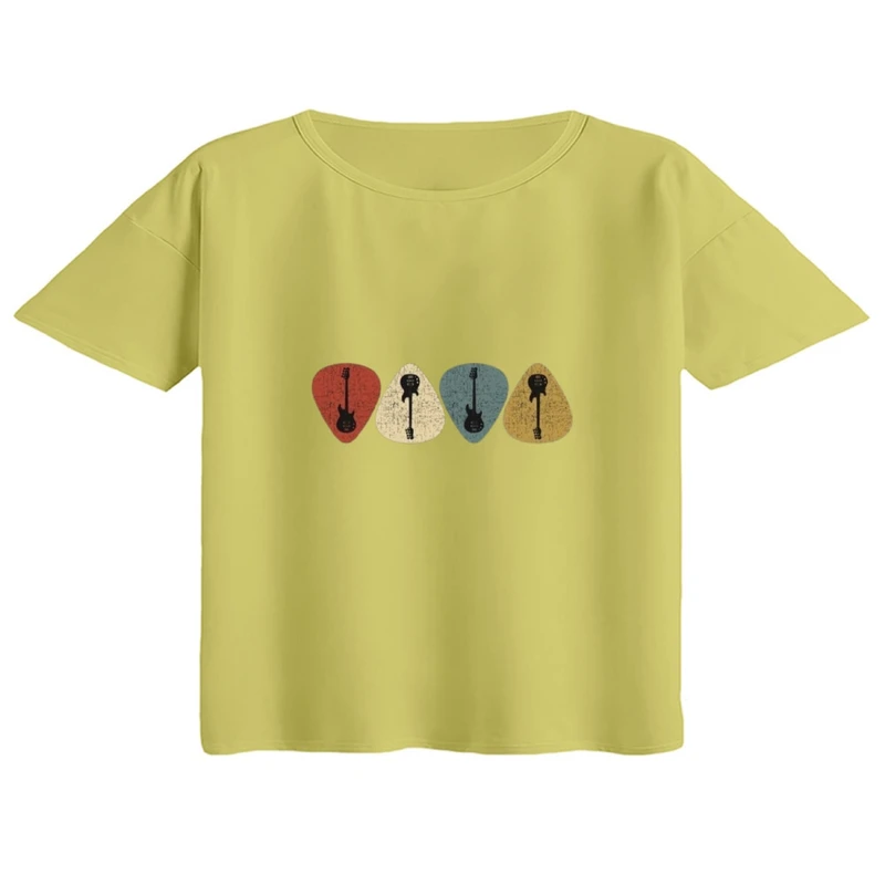 کراپ تی‌شرت آستین کوتاه زنانه مدل پیک گیتار