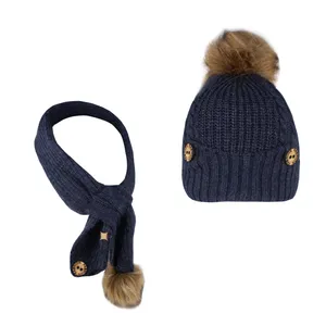 ست کلاه و شال گردن بافتنی بچگانه مدل LXE_25