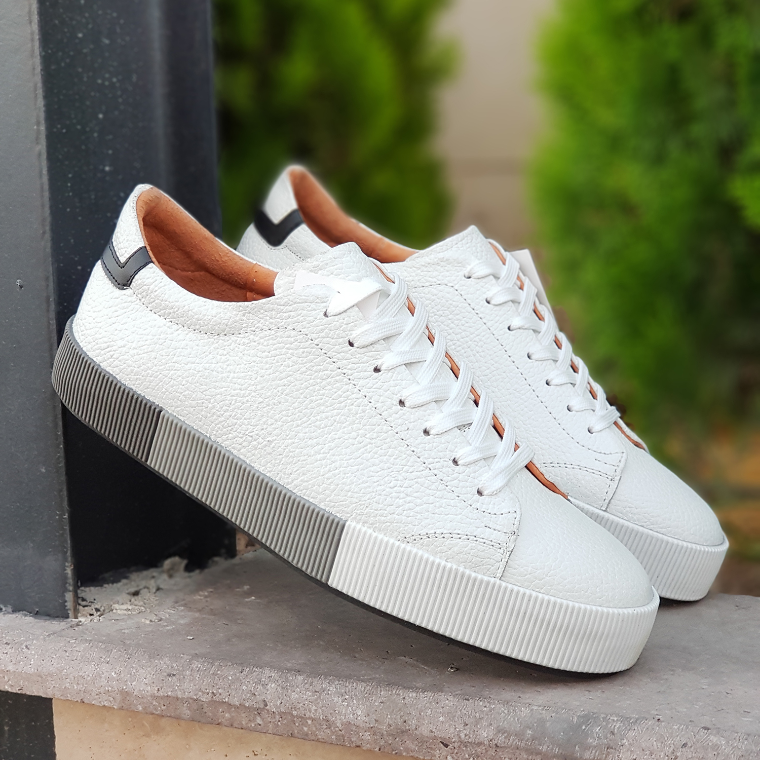 کفش روزمره مردانه مدل چرم طبیعی کد 00132t.k رنگ سفید