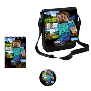 کیف دوشی مدل ماینکرافت طرح  Minecraft کد s4 به همراه دفتر یادداشت و پیکسل