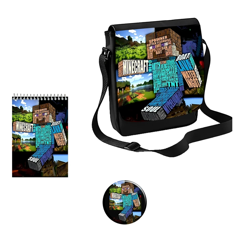 کیف دوشی مدل ماینکرافت طرح Minecraft کد s4 به همراه دفتر یادداشت و پیکسل کیف دوشی مدل ماینکرافت طرح Minecraft کد s4 به همراه دفتر یادداشت و پیکسل