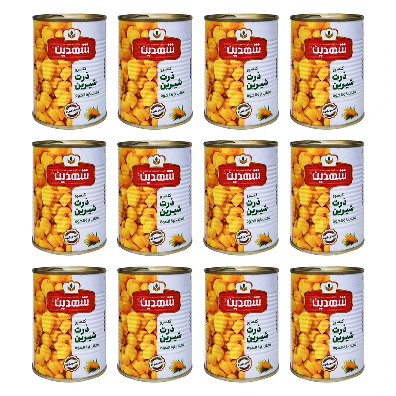 کنسرو ذرت شیرین شهدین - 370 گرم بسته 12 عددی