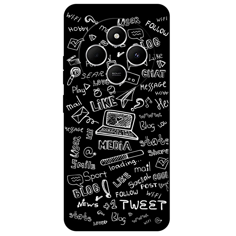 کاور مگافون طرح رسانه های اجتماعی مدل 1898 مناسب برای گوشی موبایل شیائومی Redmi 14C   