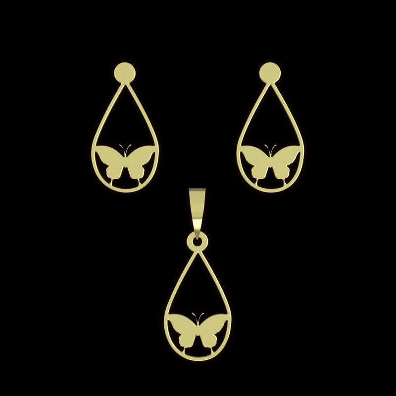 نیم ست طلا 18 عیار زنانه مدوپد مدل پروانه کد NA11338