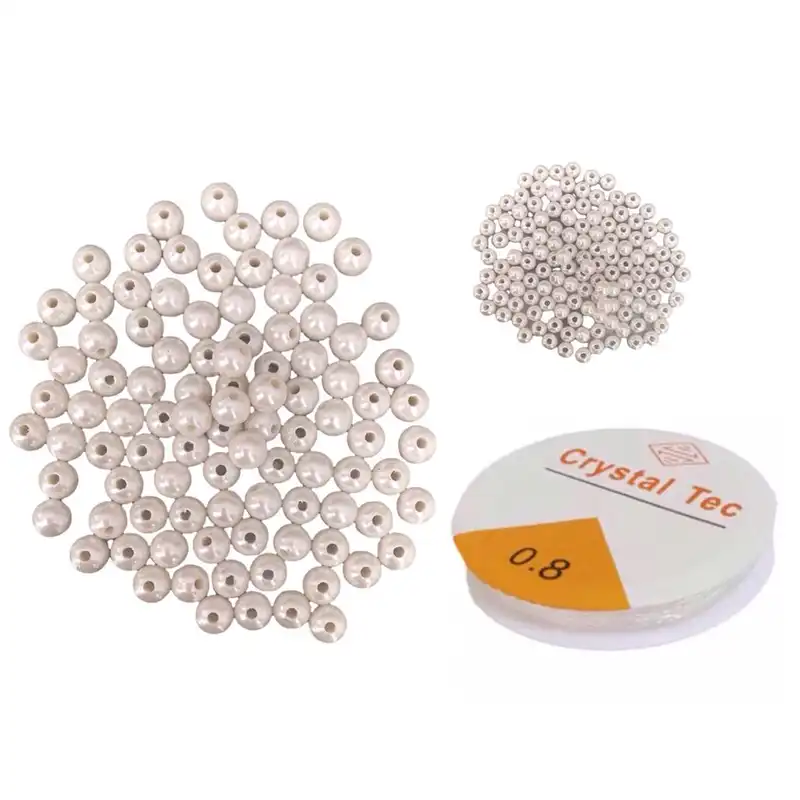 مهره و کش دستبند مدل مروارید کد 368 بسته 201 عددی