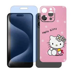 Glass Together model anti blue matte screen protector suitable for Apple iPhone 15 Pro Max mobile phone with cover sticker on the back of the phone