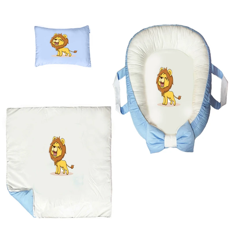 سرویس خواب سه تکه نوزاد ناریکو مدل گارد محافظ دار طرح شیر کد 0100