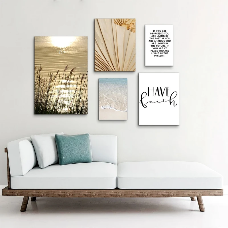 تابلو شاسی بکلیت طرح جمله انگیزشی و نیزار مدل SH-1025 مجموعه 5 عددی