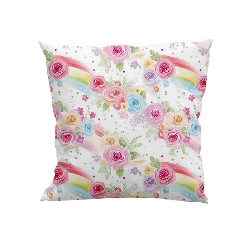 کوسن پاد آفرین مدل گل و رنگین کمان کد DKK567