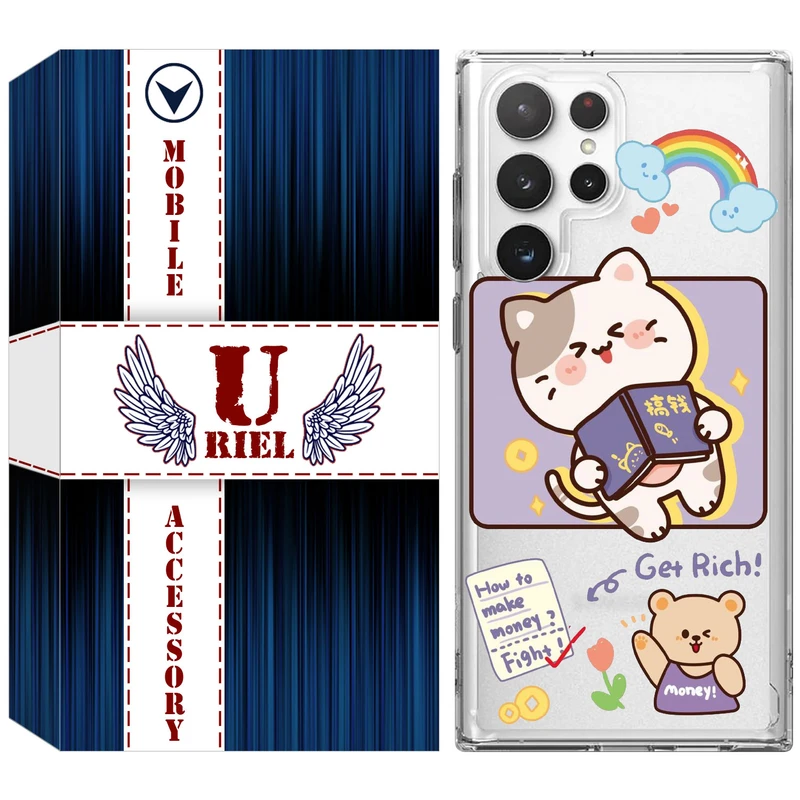 کاور یوریل مدل Clear کد 12 طرح گربه مناسب برای گوشی موبایل سامسونگ Galaxy S22 Ultra