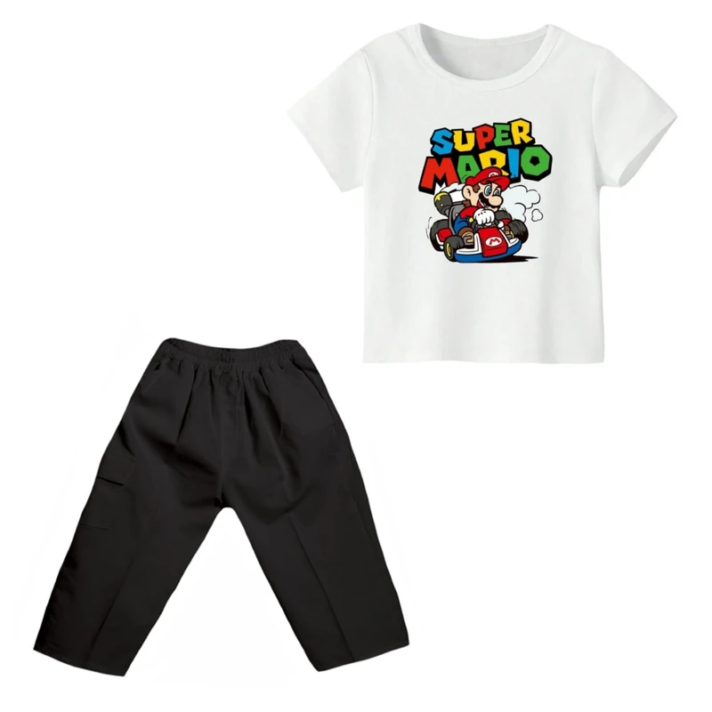 ست تی شرت و شلوارک پسرانه مدل ماریو کد ۷