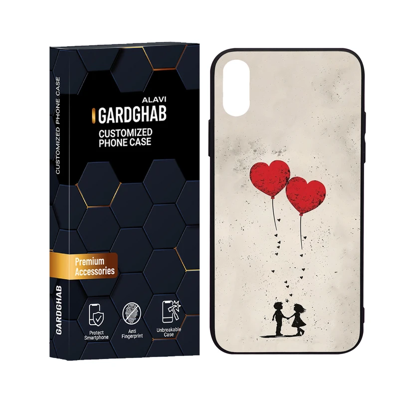 کاور گارد قاب علوی مدل دورژله ای پشت گلس عاشقانه مناسب برای گوشی موبایل اپل iPhone X / XS