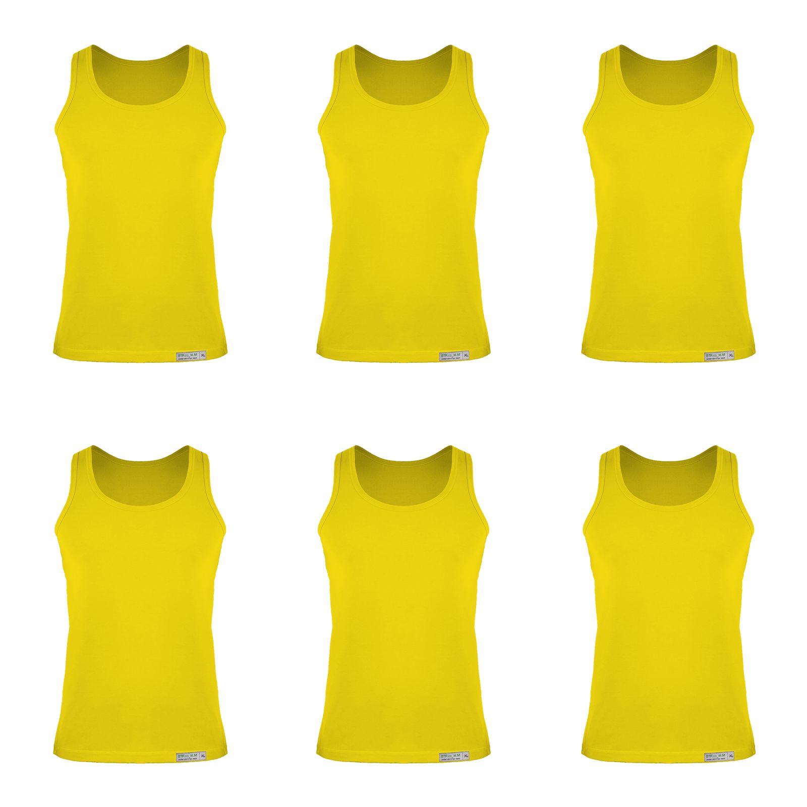 زیرپوش رکابی مردانه برهان تن پوش مدل 5-01 بسته 6 عددی رنگ زرد