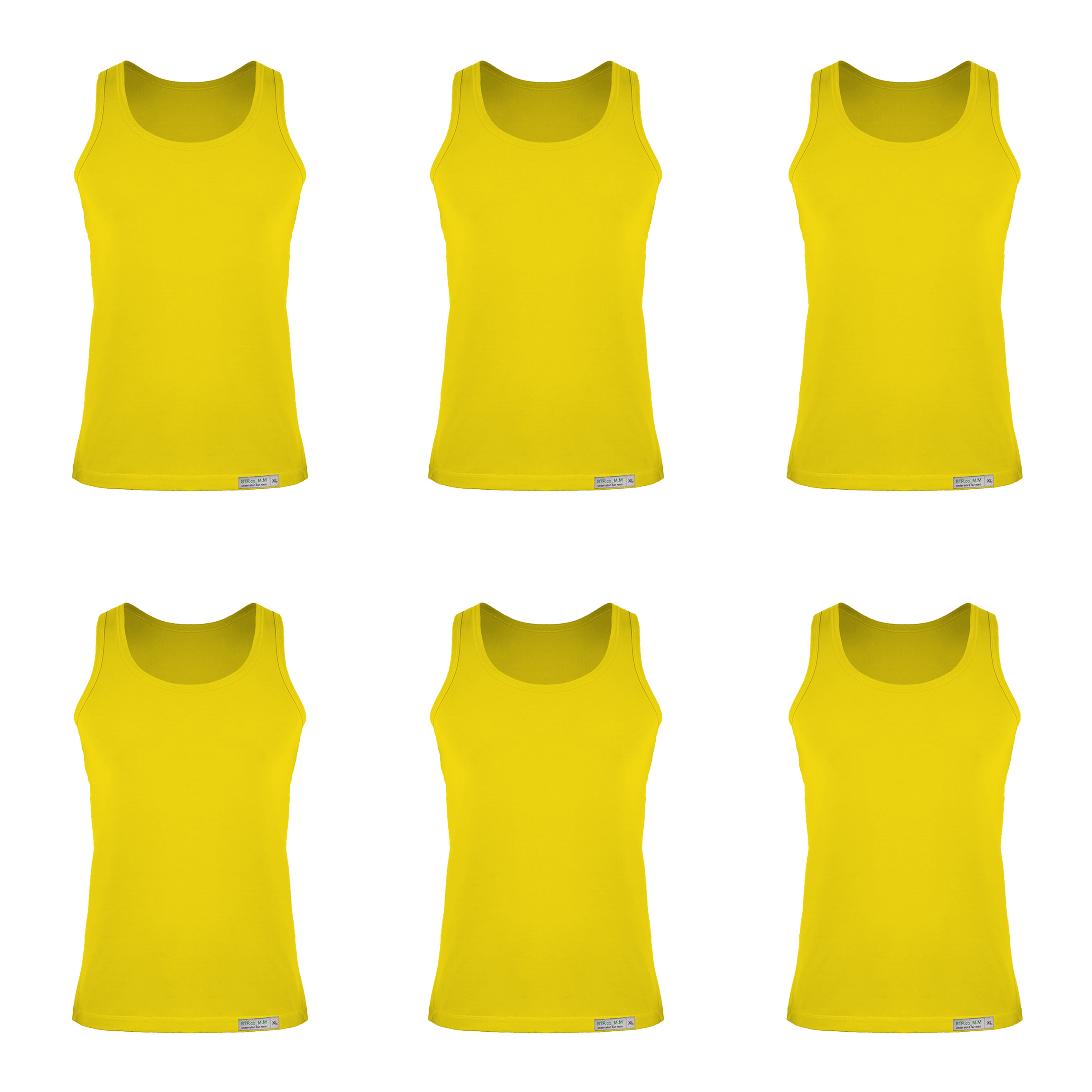 زیرپوش رکابی مردانه برهان تن پوش مدل 5-01 بسته 6 عددی رنگ زرد