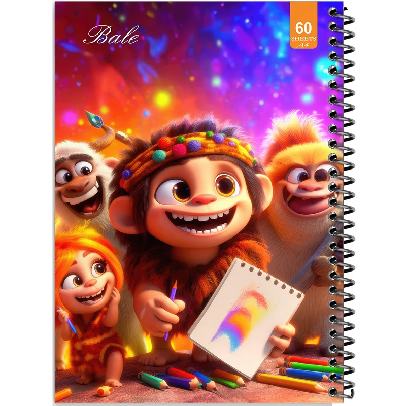 دفتر نقاشی 60 برگ انتشارات بله طرح فانتزی پسرانه بچه های نخستین کد A4-O17
