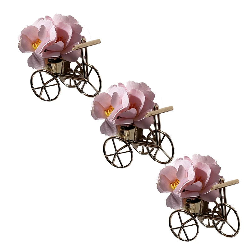 گلدان به همراه گل مصنوعی مدل دوچرخه تیارایی مجموعه 3 عددی