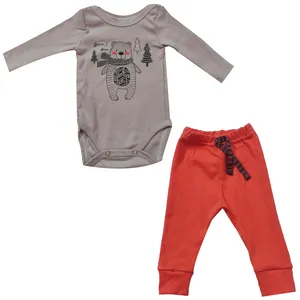 ست بادی آستین بلند و شلوار نوزادی مدل خرس