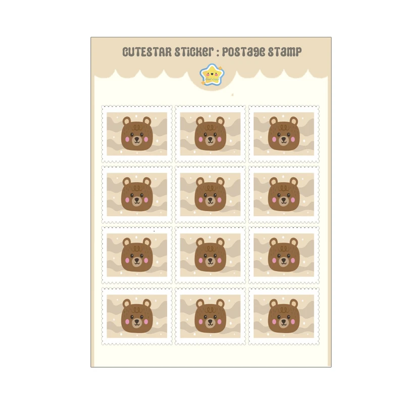 برچسب کیوت استار مدل تمبر فانتزی طرح تدی