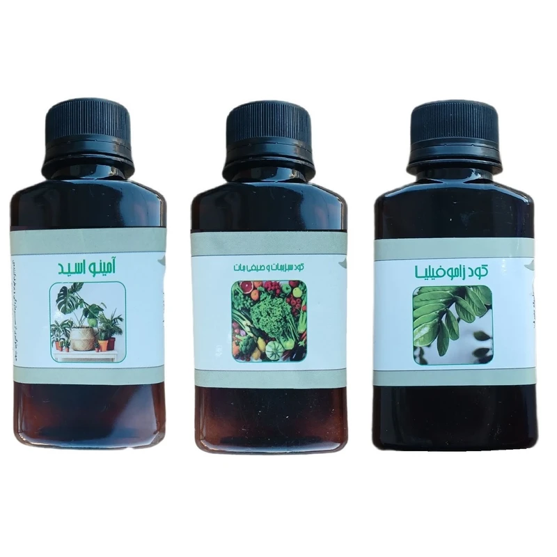 کود مایع امینو اسید و زاموفیلیا و کود سبزیجات و صیفی جات مدل life drop حجم 110 میلی لیتر بسته 3 عددی
