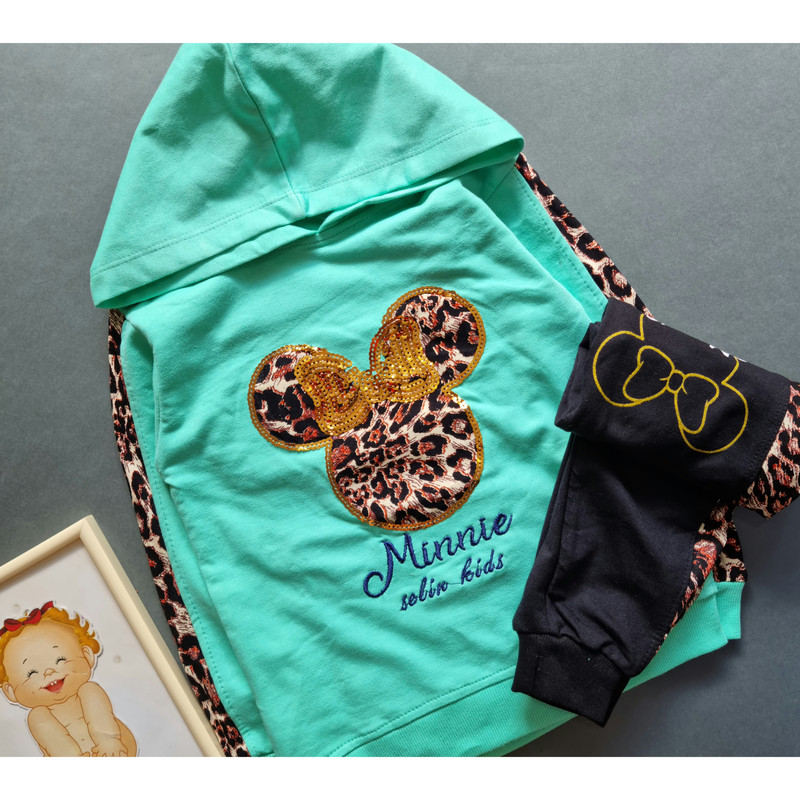 ست هودی و شلوار دخترانه مدل پلنگی