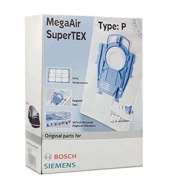 پاکت جاروبرقی بوش مدل MegaAir Type P مناسب برای جاروبرقی بوش و زیمنس تایپ P بسته چهارتایی به همراه میکروفیلتر