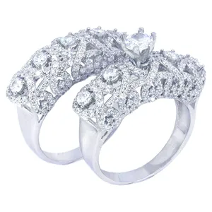 انگشتر نقره زنانه مدل Pair ring-010 مجموعه 2 عددی