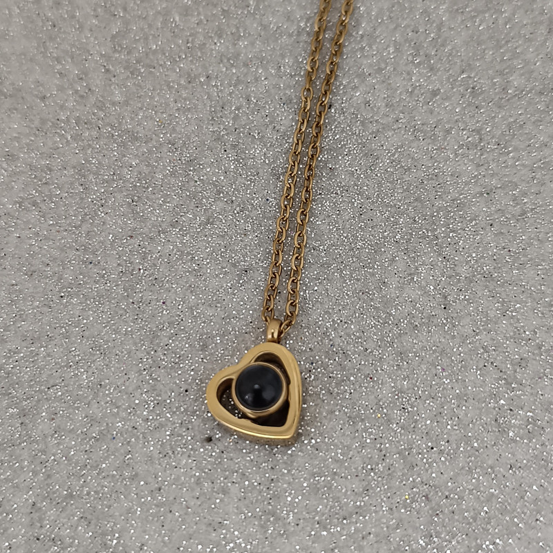 گردنبند زنانه مدل دوست دارم به صد زبان دنیا طرح قلب کد RKH_1747