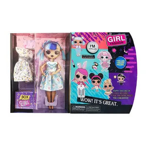 ست هدیه عروسک مدل  Gril Fashion طرح مو چتری کد Xf925 ارتفاع 24 سانتی متر 