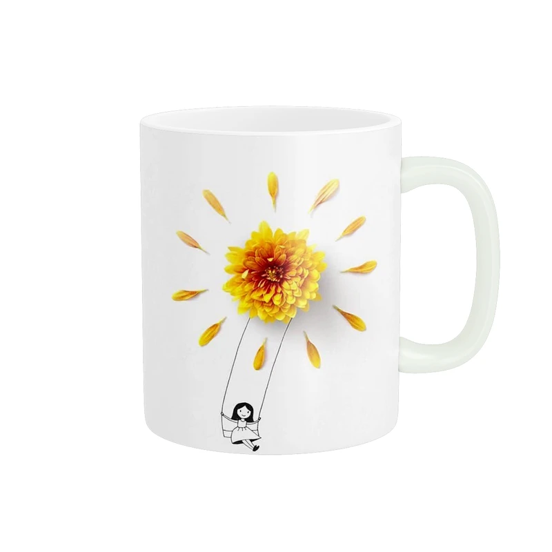 ماگ طرح دختر و تاب گل کد 807