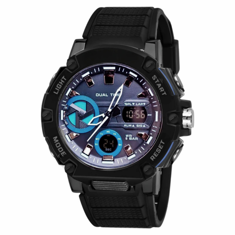 ساعت مچی عقربه‌ای مردانه کوارتز مدل دو زمانه کرنوگراف بند پیو کد 4