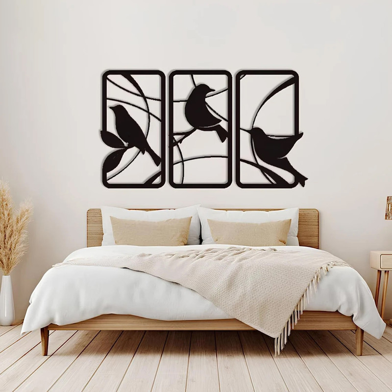 دیوارکوب مدل چوبی پرنده  کد T64-1 مجموعه سه عددی