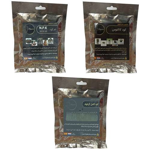 کود فسفر ریشه زایی (10-52-10) و کود کاکتوس و کود کامل گرانوله مدل raw material وزن 150 گرم بسته 3 عددی